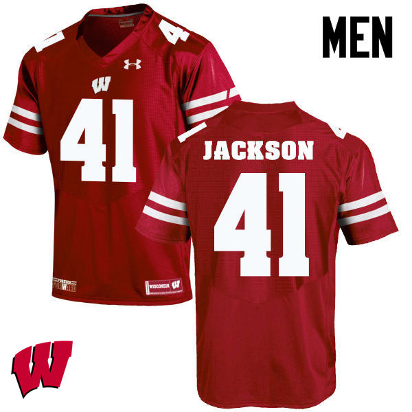 Wisconsin Badgers Men's #41 Paul Jackson NCAA Under Armour Authentic Red College Stitched Football Jersey YP40A71QH